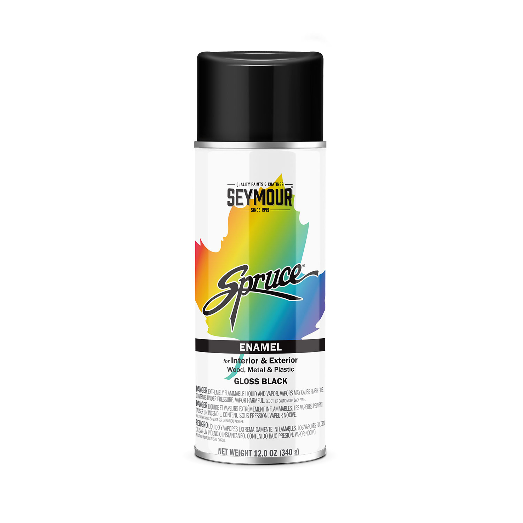 Seymour Spruce Enamel Spray Paint, Gloss Black, 12ct. Case, 16-Oz. Cans, Model# 98-3 CS